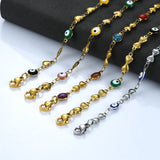 6MM SS Chain Heart Butterfly Evil Eye Bead Necklace Jewelry