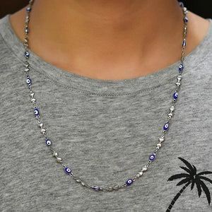 6MM SS Chain Heart Butterfly Evil Eye Bead Necklace Jewelry