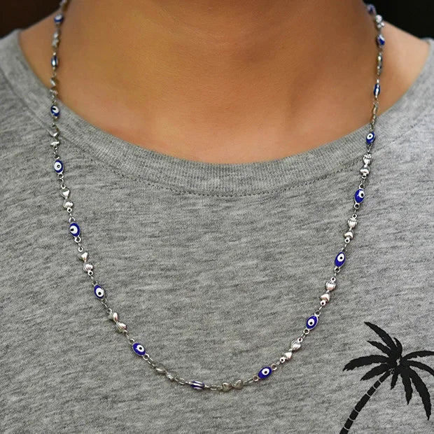 6MM SS Chain Heart Butterfly Evil Eye Bead Necklace Jewelry