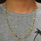 6MM SS Chain Heart Butterfly Evil Eye Bead Necklace Jewelry