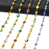 6MM SS Chain Heart Butterfly Evil Eye Bead Necklace Jewelry