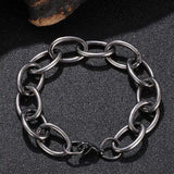Thick Chain Bracelet for Men Women Steel Metal Handmade Link Chain Jewelry