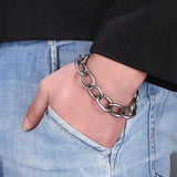 Thick Chain Bracelet for Men Women Steel Metal Handmade Link Chain Jewelry