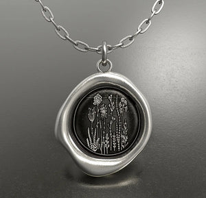 Wild Flowers Wax Seal Pendant Necklace