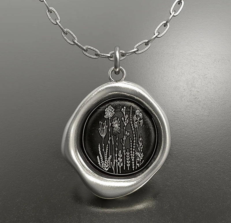 Wild Flowers Wax Seal Pendant Necklace