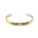 Wild & Crystal Beads Bangles Stainless Steel Open Cuff Bangle Bracelets