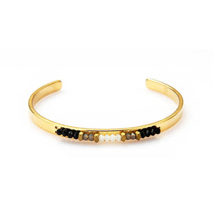 Wild & Crystal Beads Bangles Stainless Steel Open Cuff Bangle Bracelets