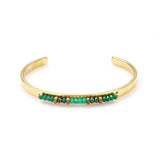 Wild & Crystal Beads Bangles Stainless Steel Open Cuff Bangle Bracelets
