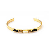 Wild & Crystal Beads Bangles Stainless Steel Open Cuff Bangle Bracelets