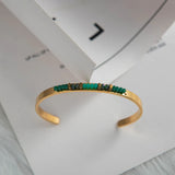 Wild & Crystal Beads Bangles Stainless Steel Open Cuff Bangle Bracelets
