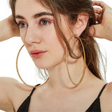 Vintage Golden Big Circle Hoop Earrings for Women