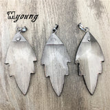 Willow Leaf Glass Crystal Quartz Pendant for Necklaces MY1989