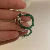 Vintage Tourmaline Stone Ring w/ Freshwater Pearl Cross Double Finger Ring