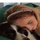 French Rhinestone Pearl Headband Retro Hair Band