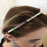 French Rhinestone Pearl Headband Retro Hair Band