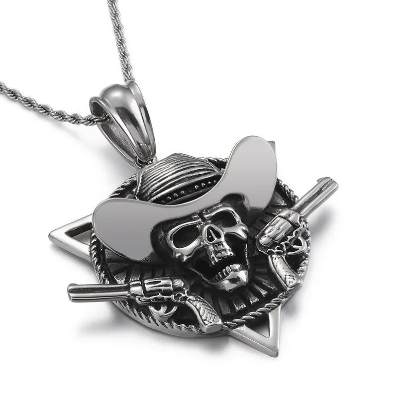 Pirate Captain Pendant - Titanium Steel Punk Jewelry