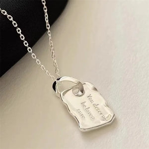 Wind Square Alphabet Necklace Women Accessorie Memorial Gift