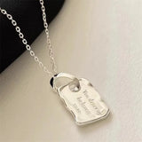 Wind Square Alphabet Necklace Women Accessorie Memorial Gift