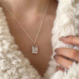 Wind Square Alphabet Necklace Women Accessorie Memorial Gift