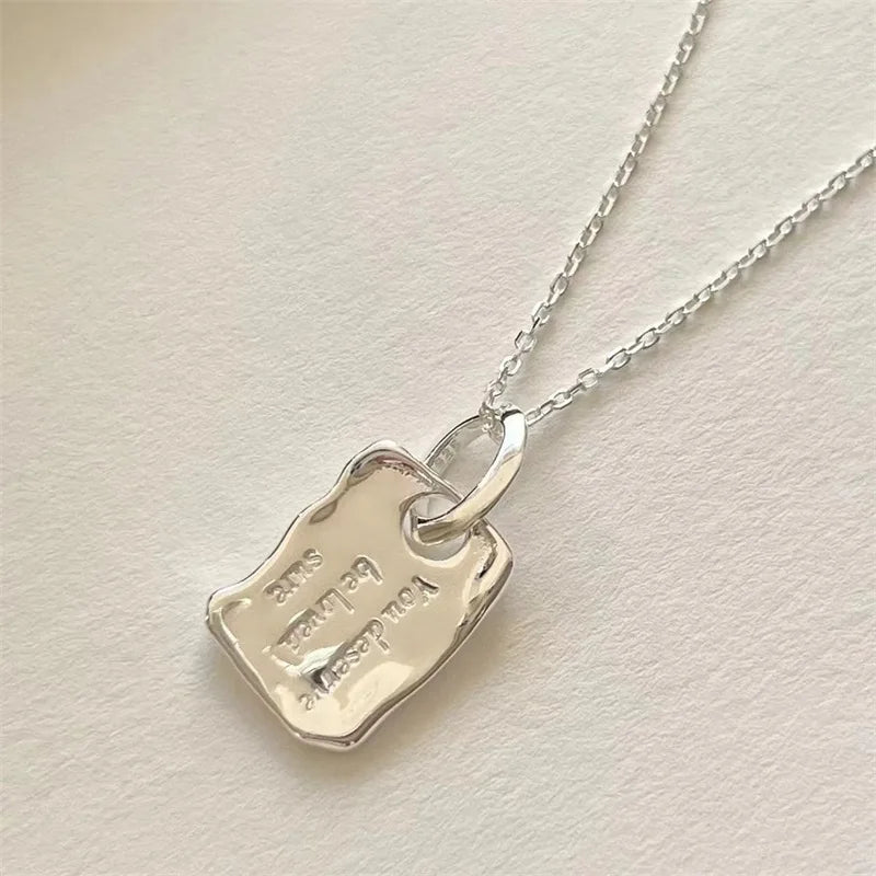 Wind Square Alphabet Necklace Women Accessorie Memorial Gift