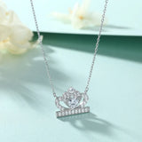 Zircon Heart Pendant Clavicle Chain Silver Necklace