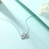 Zircon Heart Pendant Clavicle Chain Silver Necklace