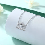 Zircon Heart Pendant Clavicle Chain Silver Necklace