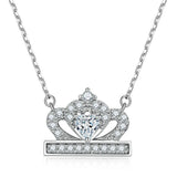 Zircon Heart Pendant Clavicle Chain Silver Necklace