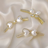 Sweet Pearl Heart Butterfly Duck Beak Clip Hair Clip