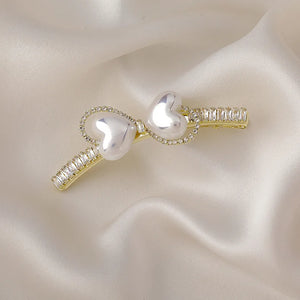Sweet Pearl Heart Butterfly Duck Beak Clip Hair Clip