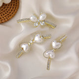 Sweet Pearl Heart Butterfly Duck Beak Clip Hair Clip