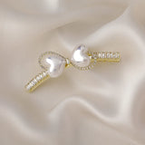 Sweet Pearl Heart Butterfly Duck Beak Clip Hair Clip