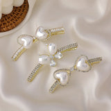 Sweet Pearl Heart Butterfly Duck Beak Clip Hair Clip
