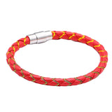 Stainless Steel Leather Bracelet Men Women Gift