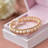 Vintage Freshwater Pearl Bracelet Women 14K Filled Bangle Jewelry