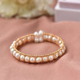 Vintage Freshwater Pearl Bracelet Women 14K Filled Bangle Jewelry