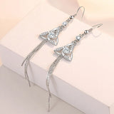 Crystal Clover Gemstones Drop Earrings Silver Jewelry
