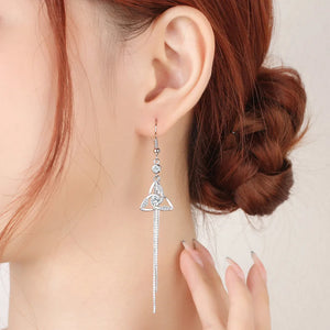 Crystal Clover Gemstones Drop Earrings Silver Jewelry