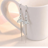 Crystal Clover Gemstones Drop Earrings Silver Jewelry