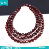 Women's Garnet Crystal Stone Bracelet Set