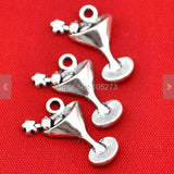 25pcs Antique Silver Wine Glass Charms Pendants DIY Jewelry Making