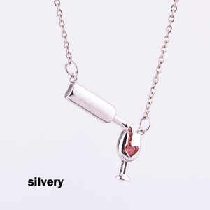 Wine Glass Cup Necklace Pendant Chains Women's Neck Jewelry