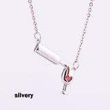 Wine Glass Cup Necklace Pendant Chains Women's Neck Jewelry