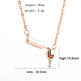 Wine Glass Cup Necklace Pendant Chains Women's Neck Jewelry