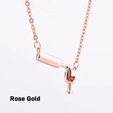 Wine Glass Cup Necklace Pendant Chains Women's Neck Jewelry