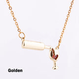Wine Glass Cup Necklace Pendant Chains Women's Neck Jewelry