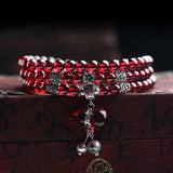 Garnet Gemstone Bracelet 925 Silver Fox Gourd Pixiu Snowflake Charm Gift Women