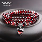 Garnet Gemstone Bracelet 925 Silver Fox Gourd Pixiu Snowflake Charm Gift Women