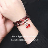 Garnet Gemstone Bracelet 925 Silver Fox Gourd Pixiu Snowflake Charm Gift Women