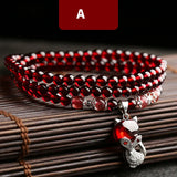 Garnet Bracelets 925 Sterling Silver Jewelry Fox Gourd Pixiu Snowflake Charm